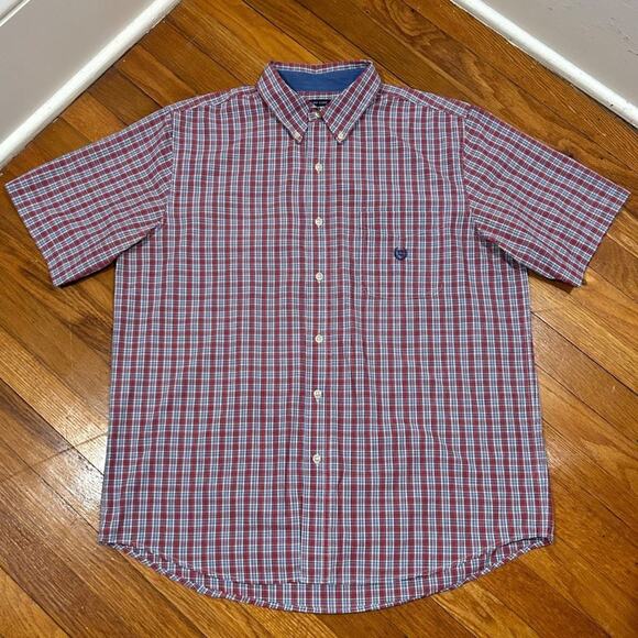 Vintage 90s Ralph Lauren Chaps Checkered Short Sleeve Shirt – Size Large - Picture 2 of 13